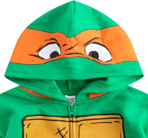 Vista 3 de Nickelodeon Teenage Mutant Ninja Turtles Michelangelo - Sudadera con capucha para niños grandes Verde