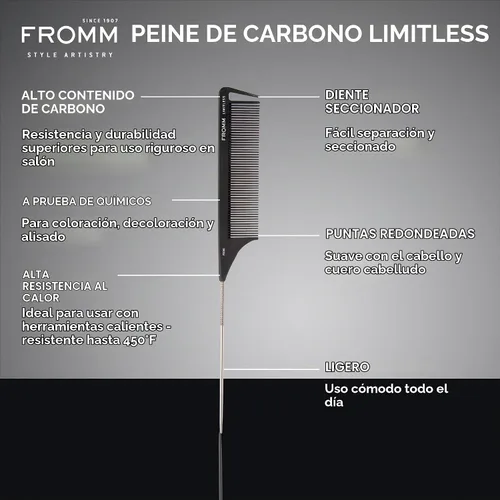 Vista 2 de Fromm F3015 Limitless - Peine de cola de pasador de 9 pulgadas