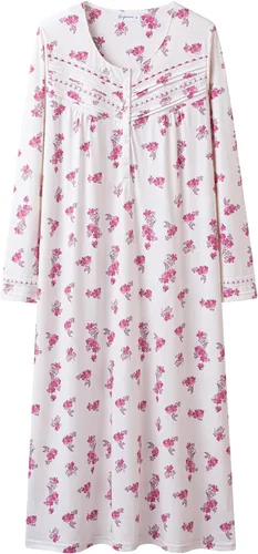 Vista 11 de Keyocean Camisones para mujer, suaves 100% algodón, cómodos camisones de manga larga para dormir para mamá Danderlion Azul