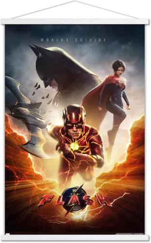 Vista 20 de Trends International DC Comics Movie The Flash - Póster de pared de una hoja, 14.725 x 22.375 pulgadas, versión enmarcada de madera de granero