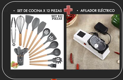 SET COCINA 12 PIEZAS +AFILADOR ELÉCTRICO