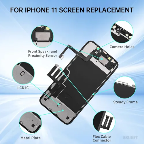 Vista 2 de Pantalla de repuesto para iPhone 11 con altavoz LCD de 6.1 pulgadas 3D Touch Digitizer Display Full Assembled Proximity Sensor Repair Front Glass
