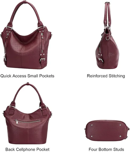 Vista 4 de Over Earth Bolsos de cuero genuino para mujer, bolso de hombro Hobo para mujer
