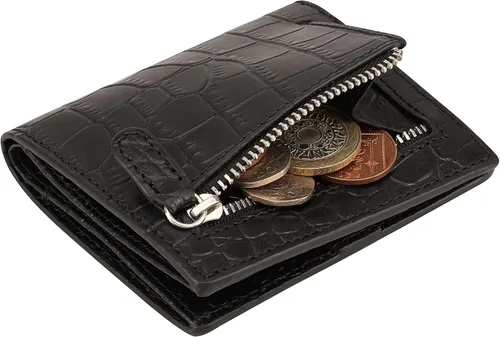 Vista 3 de Mini monedero de bolsillo compacto de cuero para mujer con seguridad RFID - NEGRO, Negro -, Minimalista