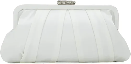 Vista 18 de CHARMING TAILOR Bolso de embrague clásico plisado de satén adornado con diamantes para bodas, bailes, eventos de corbata negra