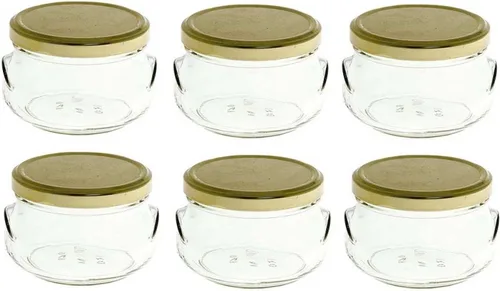 Vista 10 de Nakpunar 12 tarros de sopera de vidrio de 3.3 oz con tapas negras, 3.4 fl oz