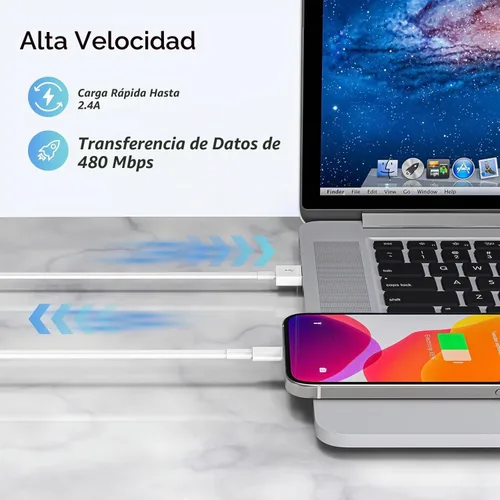 Vista 4 de Cable original [certificado Apple MFi] Cable Lightning a USB compatible con iPhone 13/12/11 Pro Max/XS MAX/XR/XS/X/8/7/Plus/6S iPad AirPods, iPod