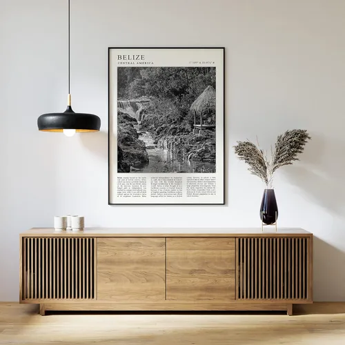 Vista 2 de Póster de Belice, impresión de viaje de Belice, póster de viaje Vintage Art Impresión en blanco y negro 718 Foto