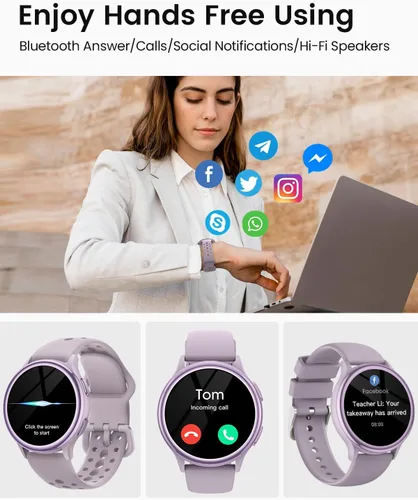 Vista 4 de Relojes inteligentes para mujer para iPhoneSamsungAndroid (respuestahacer llamadas), pantalla AMOLED de 1.27 pulgadas, rastreadores de actividad