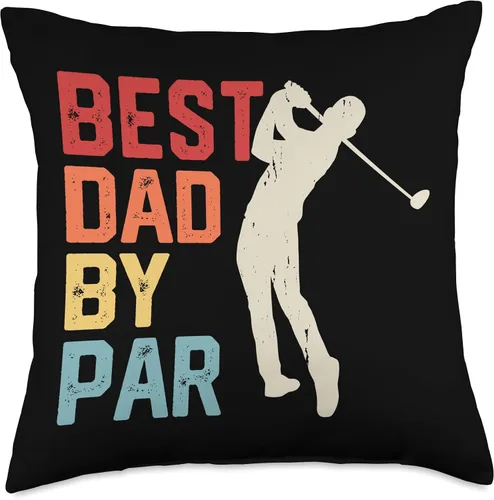 Vista 4 de Golf Lovers Golfers Dads Golfing Best Dad By Par Best Par for Father's Day-Funny Golfing Golfer Dad Throw Pillow, 16x16, Multicolor