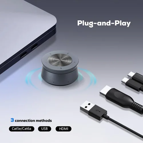 Vista 7 de MAXHUB Altavoz BM45 para conferencias, altavoz de reunión y micrófono para conferencias de audio, matriz de 8 micrófonos 360° de captación de sonido
