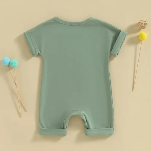 Vista 68 de Mameluco unisex de manga corta para bebé recién nacido, con botones, de una pieza, ropa de color sólido