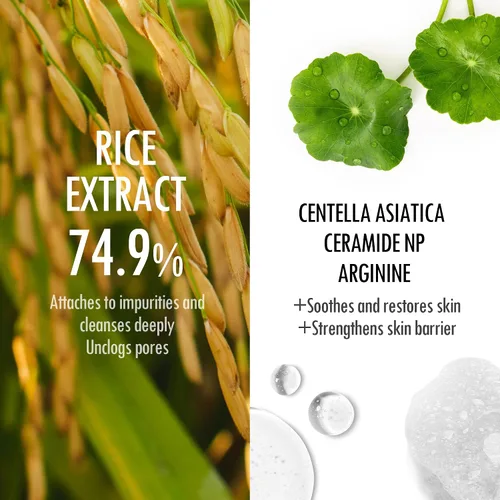 Vista 4 de VEGREEN Limpiador facial de salvado de arroz: lavado facial suave de pH bajo para pieles sensibles, limpiador de gel coreano hidratante e