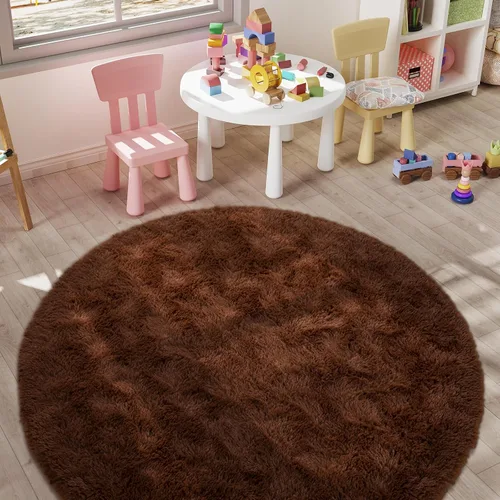 Vista 5 de LOCHAS Alfombras redondas y esponjosas de lujo para dormitorio, habitación de niños y niñas, guardería, alfombra circular súper suave, bonita