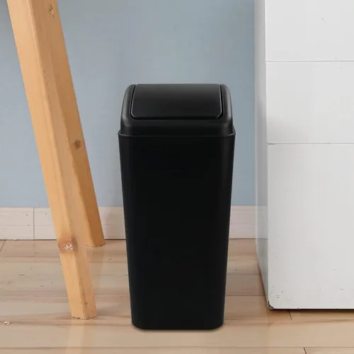 Vista 6 de Cand 1 bote de basura de 4 galones, cubo de basura de plástico con tapa giratoria, 16 L (negro)