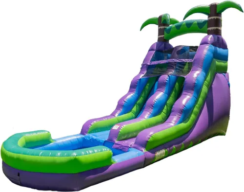 Vista 9 de HeroKiddo - Tobogán acuático inflable comercial de delfín de 16 pies con soplador