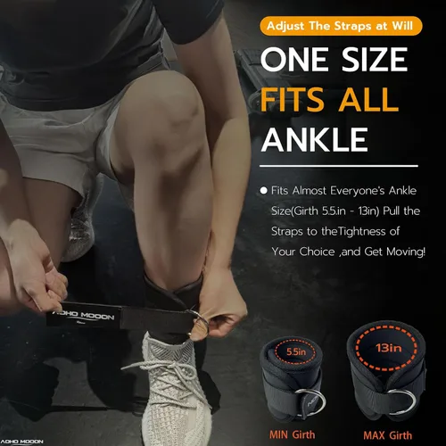 Vista 3 de AOHO MOOON Ankle Strap (2 Pieces) for Cable Machine Women - Gym Workout Leg Strap, Premium Padding Ankle Cuffs, Glute Kickback Exercises Equipment