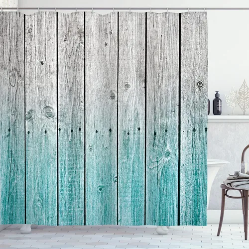 Vista 16 de Cortina de poliéster para regadera Ambesonne Decor Collection Verde azulado