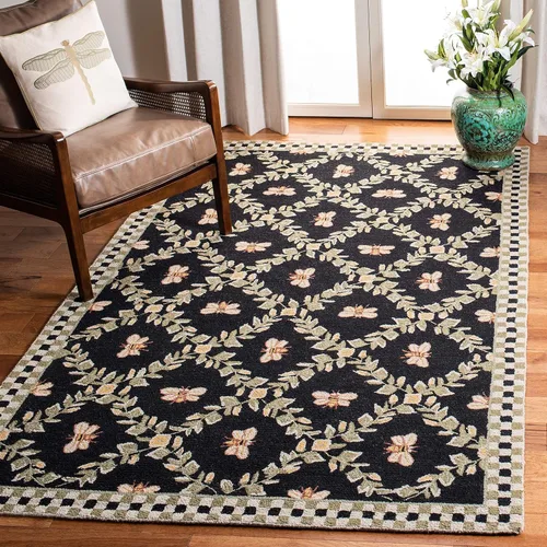 Vista 26 de SAFAVIEH Chelsea Collection - Alfombra decorativa de 1 pies 8 pulgadas x 2 pies 6 pulgadas, color negro, lana de campo francesa enganchada a mano
