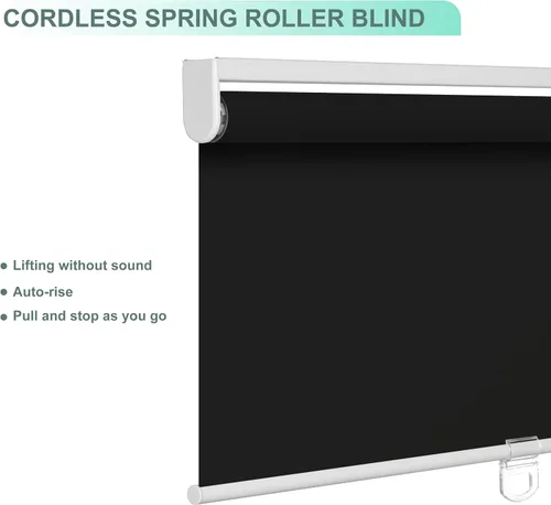 Vista 2 de Boolegon Blackout Roller Shades for Windows, Black, 23" W X 36" H.