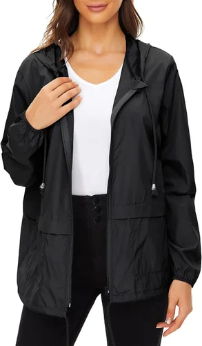 Vista 2 de Abrigos de lluvia para mujer, ligeros, impermeables, para exteriores, con capucha, impermeables plegables