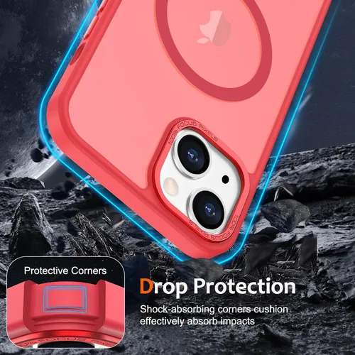 Vista 1070 de Anuck - Funda magnética para iPhone 11 compatible con MagSafe, carcasa trasera mate translúcida dura, borde de TPU, delgada, resistente a impactos