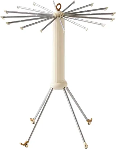 Vista 9 de Estante de secado de ropa plegable, soporte giratorio de 360° para ropa, soporte de lavandería de aluminio, capacidad de carga de 110 libras, con 16