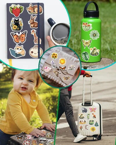 Vista 3 de AOWDIAO Paquete de 150 calcomanías estéticas - Diseños impermeables y duraderos para adolescentes, niños y adultos - Ideal para fiestas, regalos
