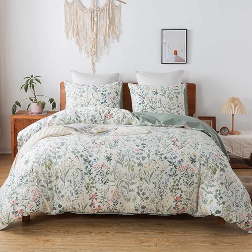 Vista 39 de HoneiLife Juegos de Fundas de Edredón Twin - Funda de Edredón Floral 100% Algodón, Juego de Ropa de Cama Transpirable de 2 Piezas con Cierre