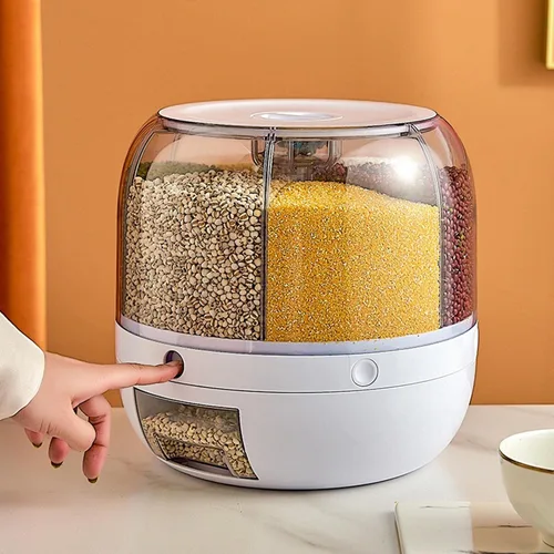 Vista 6 de YOUGE Dispensador giratorio de alimentos con 6 rejillas para almacenar alimentos secos