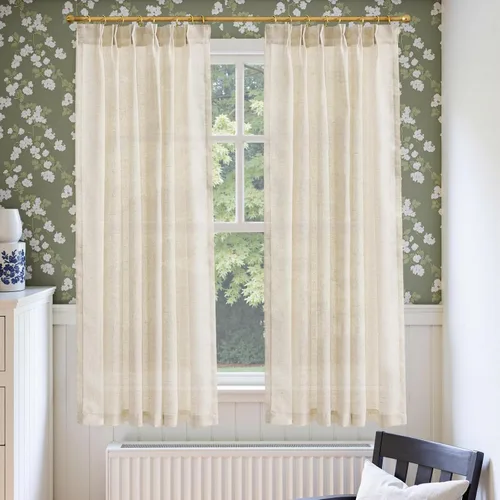 Vista 64 de Jinchan - Cortinas de cocina de lino rústico beige con bolsillo para barra, 26 x 36 pulgadas, 2 paneles