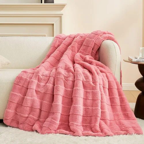 Vista 15 de Cozy Bliss Manta mullida de piel sintética para sofá, cama, sala de estar, 50 x 60 pulgadas