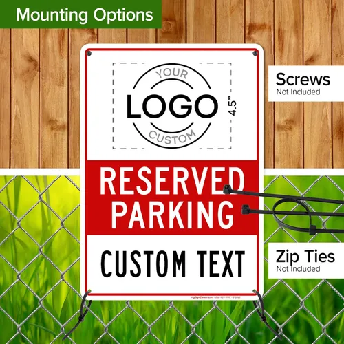 Vista 5 de Cartel personalizado de "No Parking", carteles personalizados de "Reserved Parking" para negocios, 10x14 pulgadas, aluminio inoxidable de 0.040