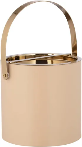 Vista 21 de Kraftware SYDNEY - Cubo de hielo de 3 cuartos con mango de arco cromado cepillado y cubierta de puente: beige