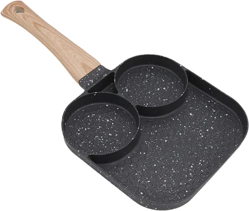 Vista 4 de Sartén antiadherente 3 en 1, sartén para huevos, sartén seccional para desayuno que evita que se pegue resistente al calor, sartén dividida
