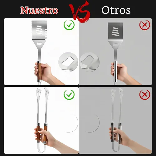 Vista 3 de Juego de 7 piezas, herramientas de parrilla para utensilios de parrilla al aire libre, accesorios para barbacoa