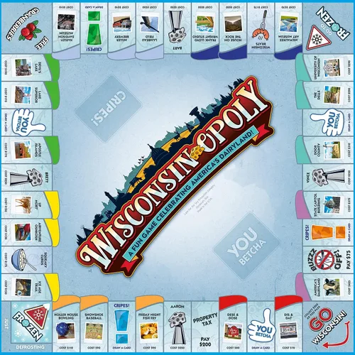 Vista 3 de Late for The Sky Wisconsin-Opoly Juego de mesa - Juego de fiesta de estrategia familiar para 2-6 jugadores, mayores de 8 años - Compra propiedades