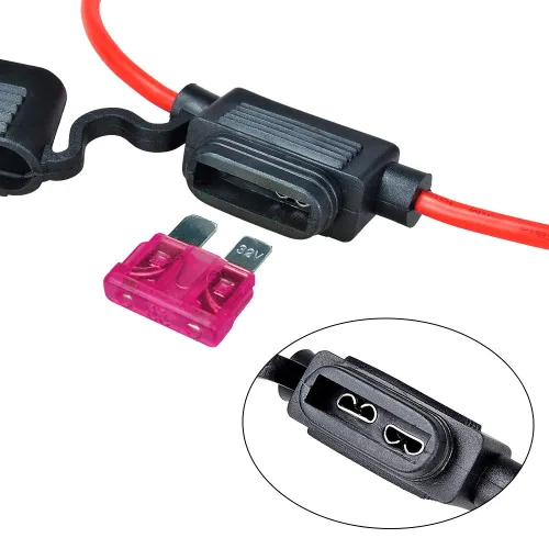 Vista 2 de Soporte para fusibles de 10 ga, paquete de 2 soportes para fusibles en línea MUYI calibre 10, relé de fusibles de hoja de coleta impermeable de 12 V