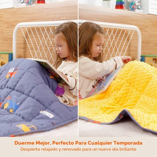 Vista 7 de Uttermara Minky - Manta con peso para dormir, 3 libras, 36 x 48 pulgadas Soft Minky Dots; Cozy Cotton Cartoon Patterns Reversable; Machine