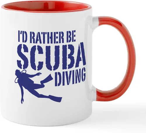 Vista 36 de CafePress Scuba Flag Diver Taza de café de cerámica de 11 oz (11.0 fl oz)
