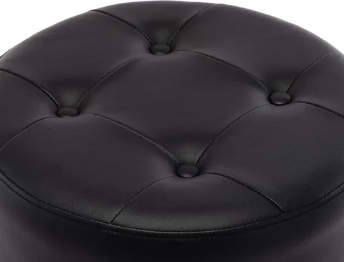 Vista 6 de DUHOME Taburete de tocador de cuero PU taburete de maquillaje silla de tocador altura ajustable taburete giratorio redondo otomano negro