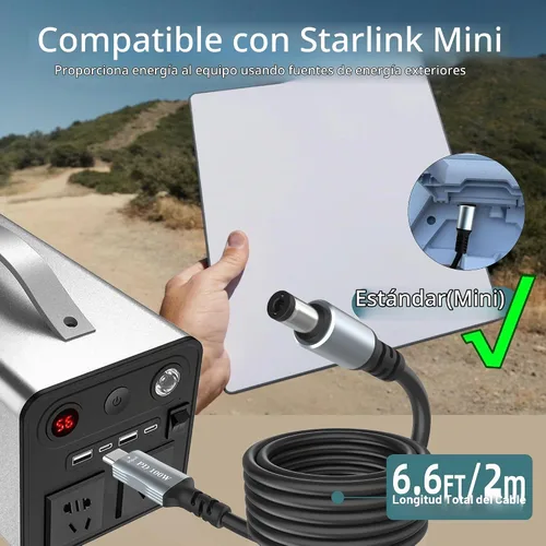 Vista 2 de Cable de alimentación USB C a CC de 3.3 pies x 0.1 in, para laptop Starlink mini cable de carga USB C entrada a salida DC5521 20V5A, funciona