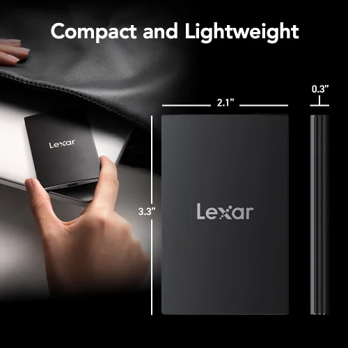 Vista 3 de Lexar SSD portátil SL500 de 1 TB, hasta 2000 MB/s, compatible con laptops tipo C, iPhone 15/16, teléfonos inteligentes, tabletas, PS5, Xbox, USB 3.2