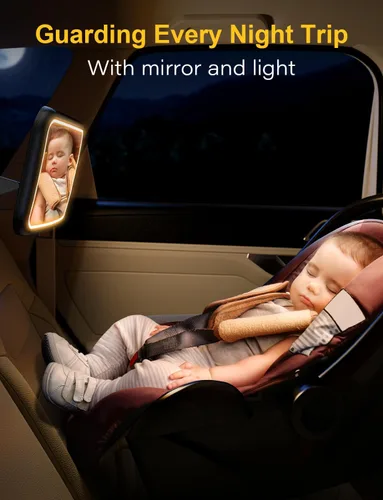 Vista 10 de Espejo de Coche para Bebé con Luz para Asiento de Coche Recargable 2000mA, Espejo de Coche para Bebé con Gancho de Clip, Diseño para Asiento
