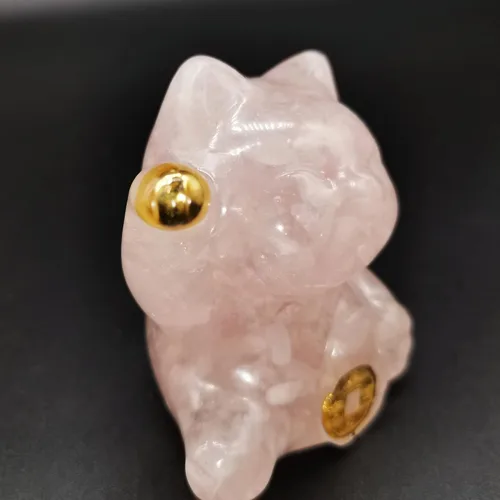 Vista 4 de Figura de gato de la suerte de cristal amarillo tallada a mano Maneki Neko Dinero Gatos Estatua Feng Shui Decoración para el hogar Oficina Atrae