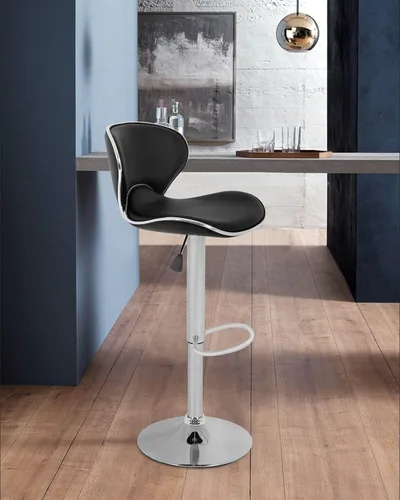 Vista 4 de BestOffice Taburete giratorio de cuero sintético sintético moderno de 2 taburetes de bar ajustables giratorios con respaldo para encimera de cocina