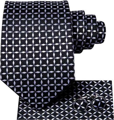 Vista 63 de Hi-Tie Corbata clásica de cachemira para hombre con pañuelo y gemelos a cuadros