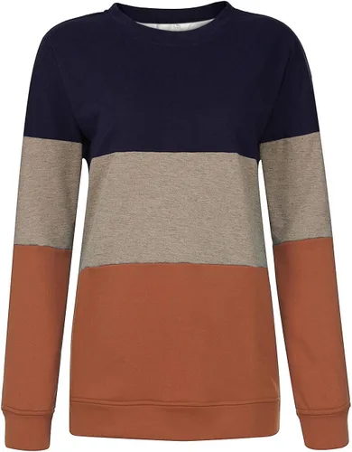 Vista 3 de Sudadera de manga larga con cremallera de 14 para mujer, con cuello a rayas, estampada, ropa deportiva, para correr, casual, elegante, Beige