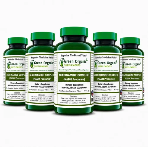 Vista 7 de Green Organic Supplements Niacinamida, niacina, NAD, NADH, alta absorción, sin OMG, sin gluten (paquete de 4)