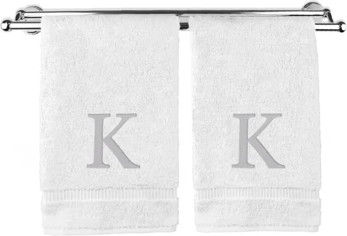Vista 56 de Toalla de mano monogramada, regalo personalizado, juego de 2 - Toalla bordada con letra de bloque dorada - Extra absorbente 100% algodón turco